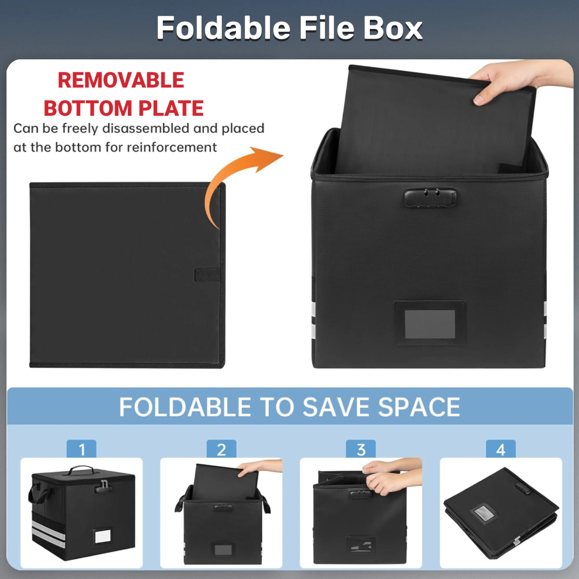 0624 File Box with Lock, Fireproof Multi-Layer Foldable Bag - Image 6