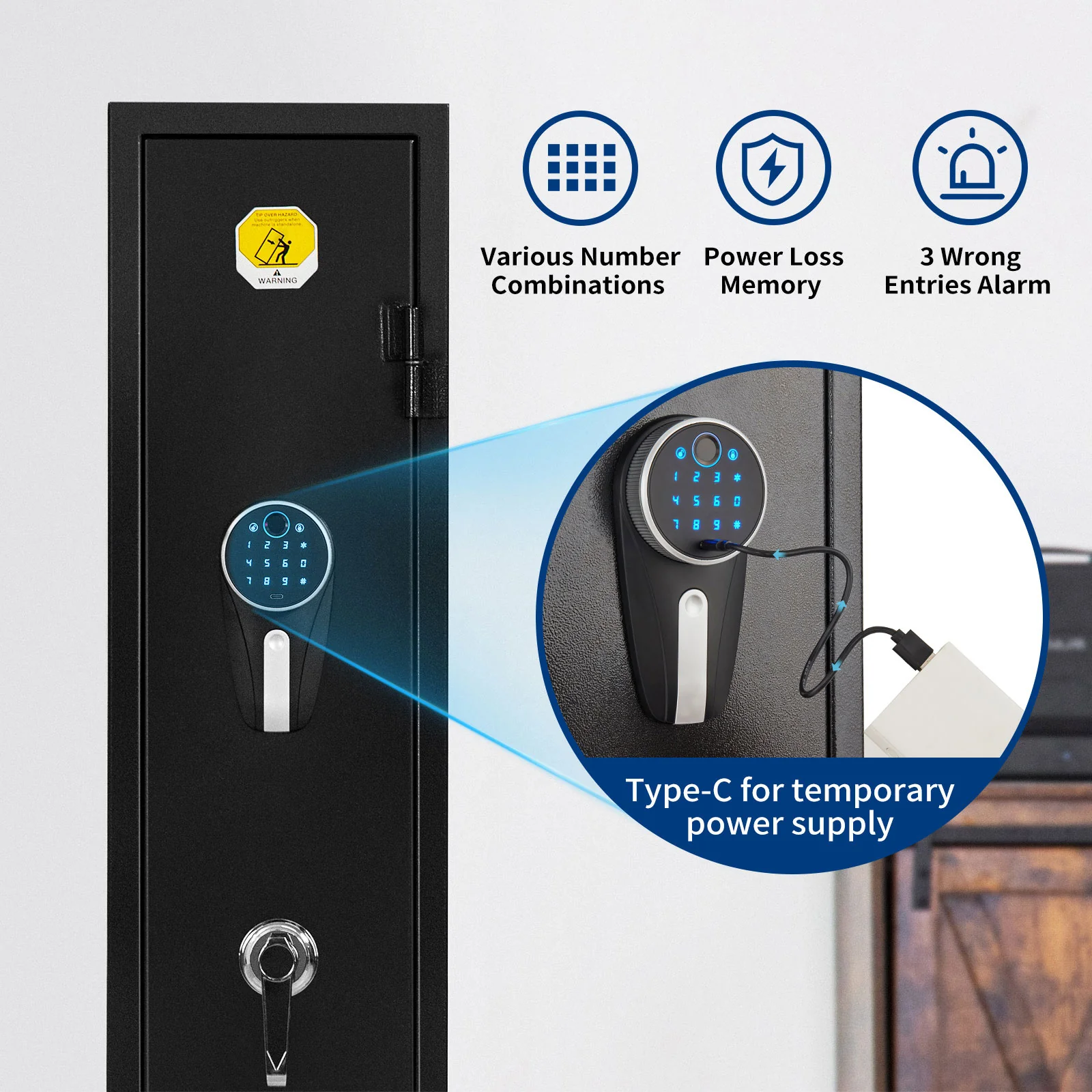 Pro-SF0103 Rifle Safe, 3 Long Gun Cabinet with Fingerprints - Image 5