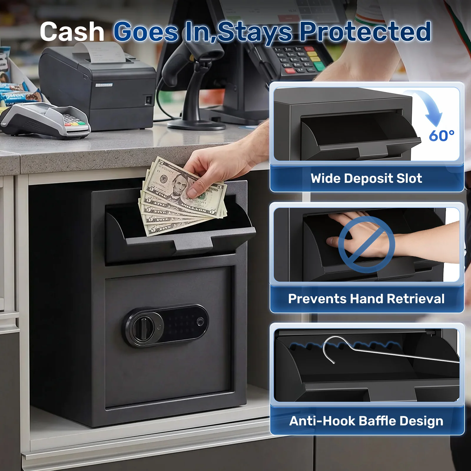 SF0801 Drop Safe, 2.0 Cu Ft Fingerprint Depository Box with Slot - Image 4