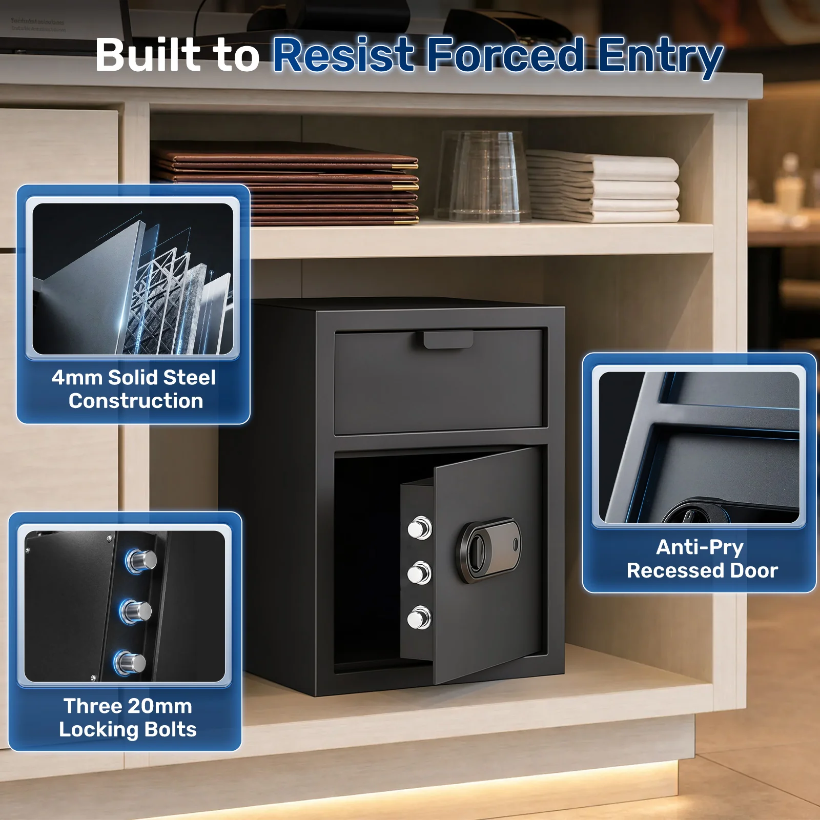 SF0801 Drop Safe, 2.0 Cu Ft Fingerprint Depository Box with Slot - Image 5