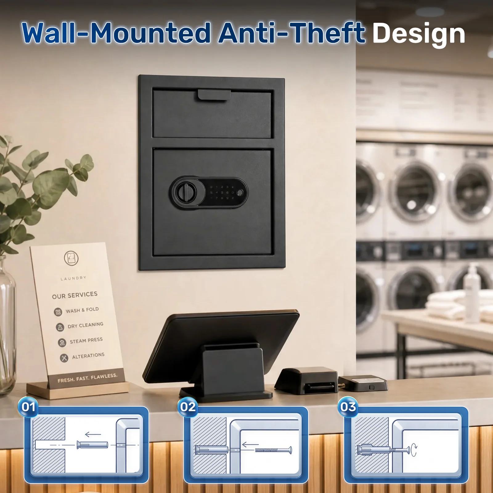 SF0801 Drop Safe, 2.0 Cu Ft Fingerprint Depository Box with Slot - Image 8