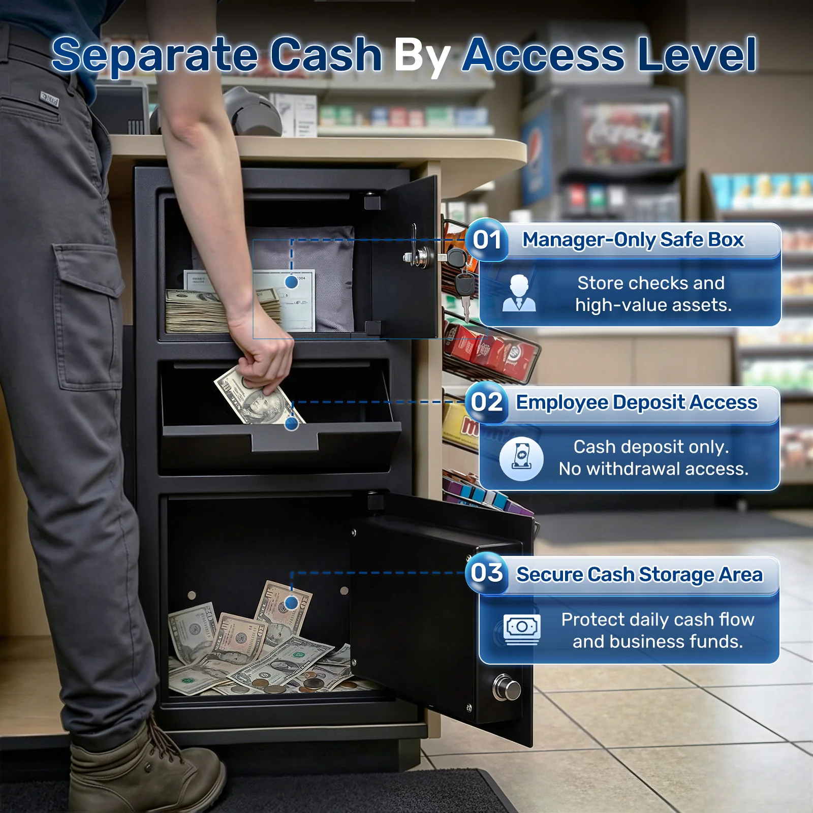 SF0803 Drop Safe, 6.0 Cu Ft Large Capacity Fingerprint Dual Door - Image 5