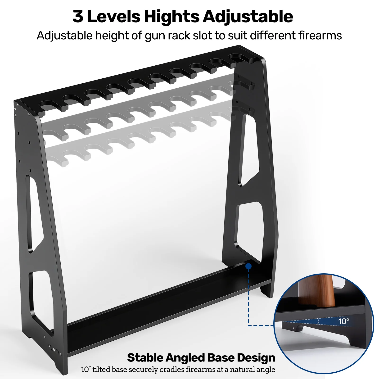 UWR-MB10 Gun Racks, 10 Long Gun Floor Standing Adjustable Holder - Image 5